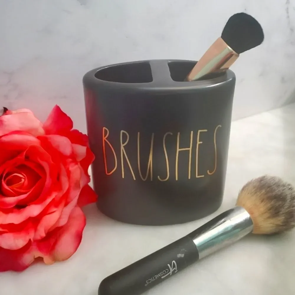 Rae Dunn Black and Gold Brushes Organizer